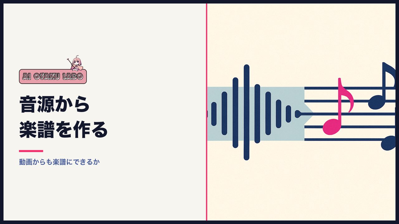 元記事のアイキャッチ。音の波形が五線譜へ変わっていく様子を描いた図